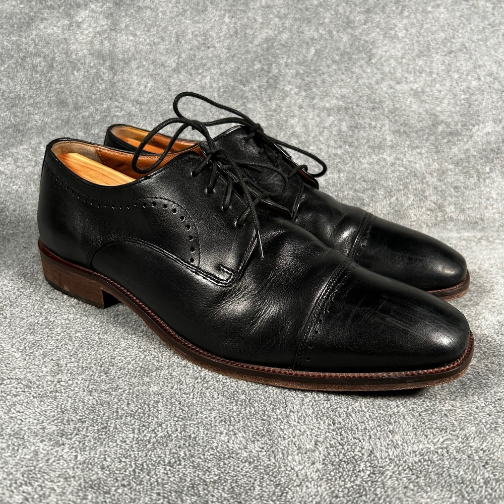 Johnston & Murphy Mens Black Leather Cap Toe Derby Dress Shoes Size 9.5 M
